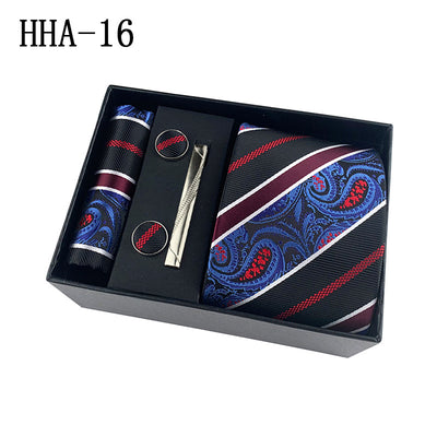 Set de Corbata Paisley con Clip y Caja de Regalo - Corbata Negra Elegante para Negocios - Image 21