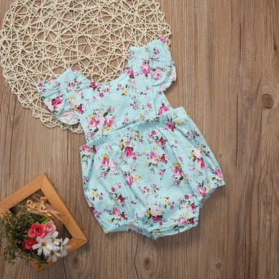 Pelele Infantil Azul con Estampado Floral Delicado - Image 8