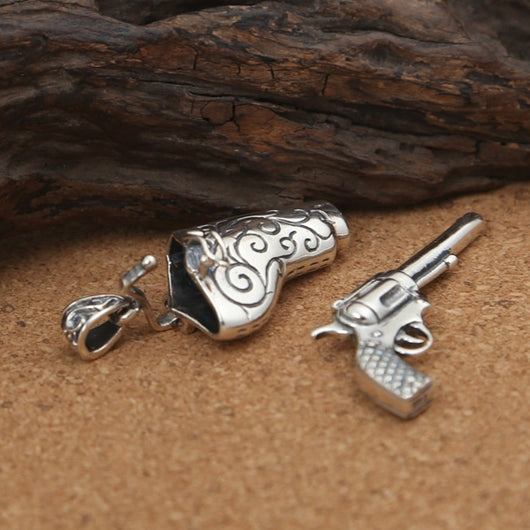 Colgante de Plata Tailandesa Estilo Punk Dominante con Pistola - Image 4