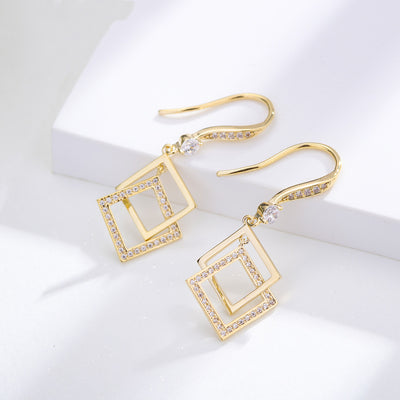 Aretes Geométricos de Diamante - Diseño Femenino Elegante - Image 7