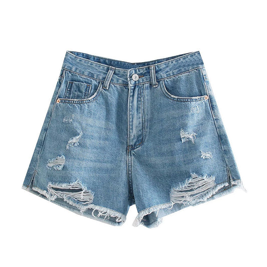 Shorts de Mezclilla Rotos Cintura Alta para Mujer - Image 2