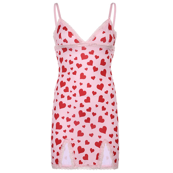 Vestido Suspenso con Estampado de Corazón Durazno Rejuvenecedor - Image 5