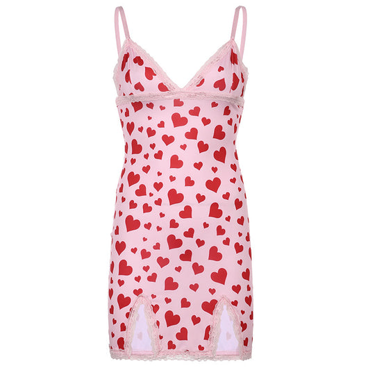 Vestido Suspenso con Estampado de Corazón Durazno Rejuvenecedor - Image 5