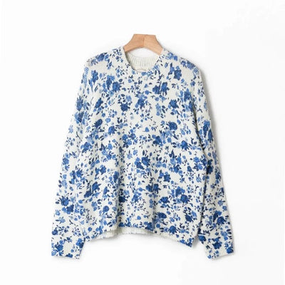 Suéter de Lana y Mohair con Estampado Floral Azul - Image 15