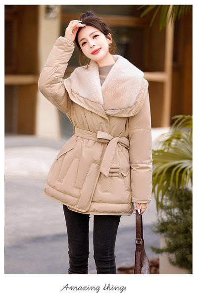Chaqueta de Plumón de Pato Winter 90 Blanca con Cuello de Pelaje Grande - Image 11