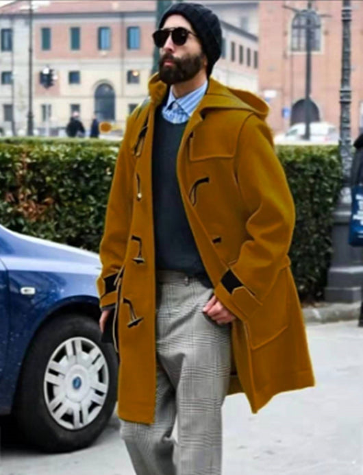 Abrigo Trinchera de Lana Retro con Botones Cuerno para Hombre - Image 16