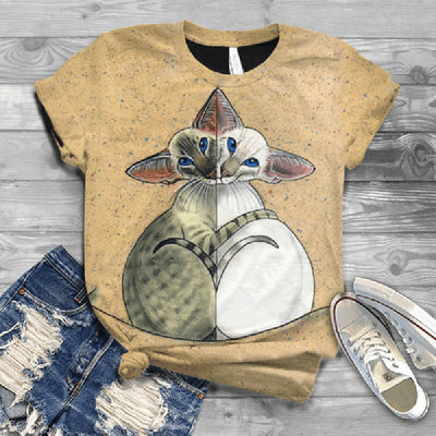 Playera Estampado Gato para Mujer - Manga Corta - Image 4