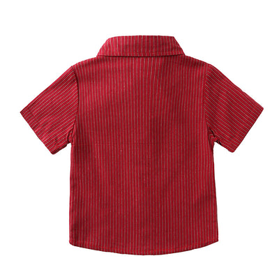Conjunto de Tirantes con Corbatín Rojo a Rayas para Niño - Outfit Elegante para Celebraciones - Image 3