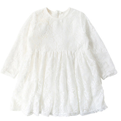 Vestido Princesa Niña Encaje Manga Larga Cuello Redondo Estilo Coreano - Image 7