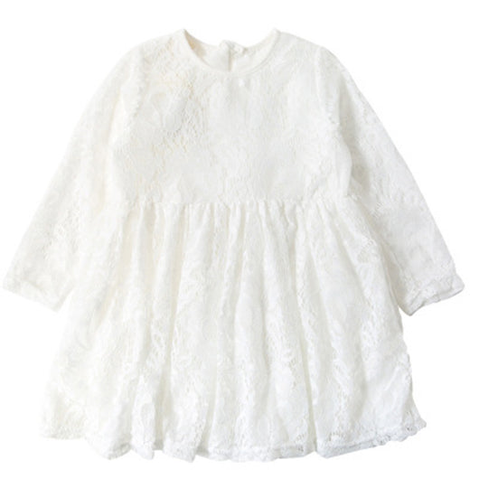 Vestido Princesa Niña Encaje Manga Larga Cuello Redondo Estilo Coreano - Image 7
