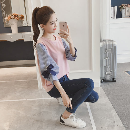Camiseta Rayada Holgada de Doble Tela - Versátil y Cómoda