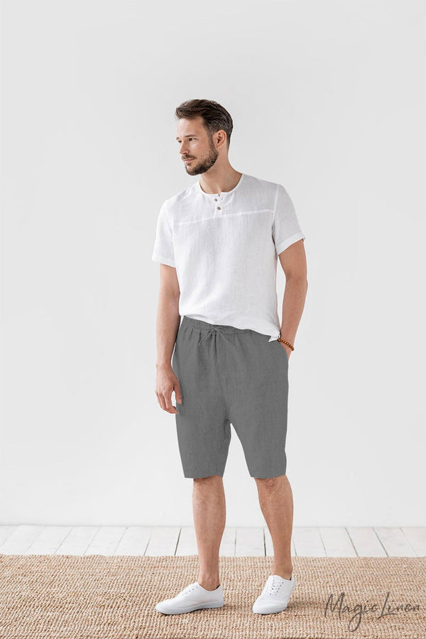 Pantalones Cortos Holgados de Algodón y Lino para Verano