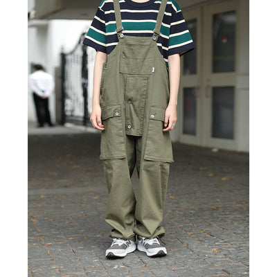 Overol Suelto Retro Japonés Ami Caqui para Parejas - Estilo Trendy Unisex - Image 5