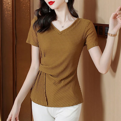 Playera Tejida de Seda de Hielo Manga Corta para Mujer - Fresca y Cómoda - Image 4