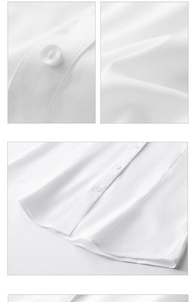 Blusa Blanca Manga Corta Cuello V para Trabajo - Image 8