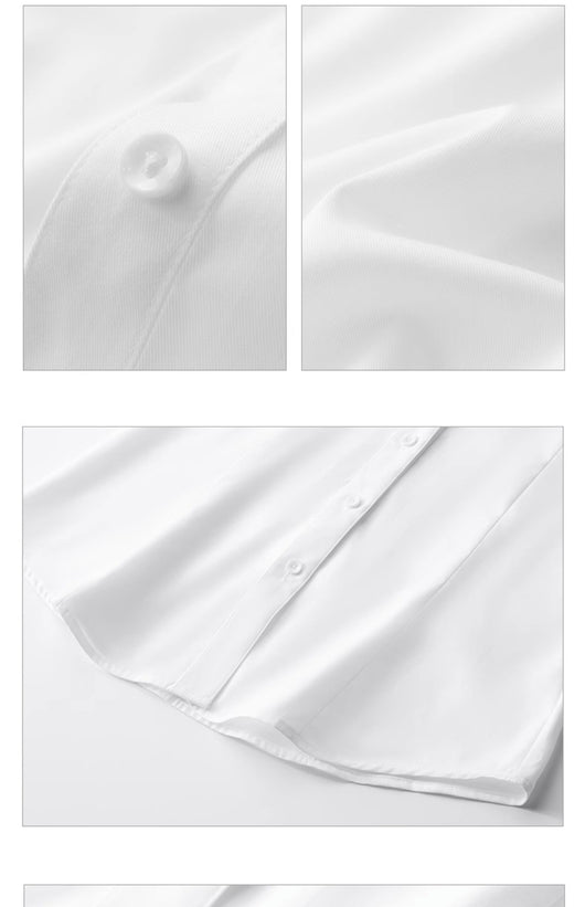 Blusa Blanca Manga Corta Cuello V para Trabajo - Image 8