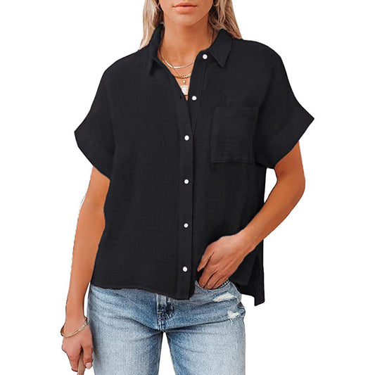 Camisas de Algodón y Lino para Mujer - Manga Corta Casual Verano - Image 2