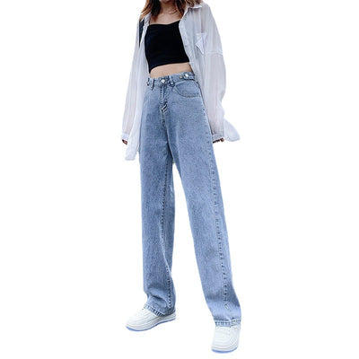 Pantalones Vaqueros Talle Alto Cintura Ajustable Corte Recto Holgado - Image 5
