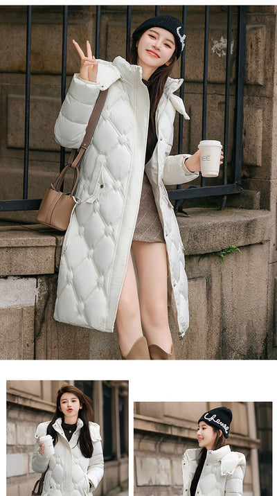 Abrigo Acolchado de Algodón Desmontable para Mujer - Largo Invierno - Image 9