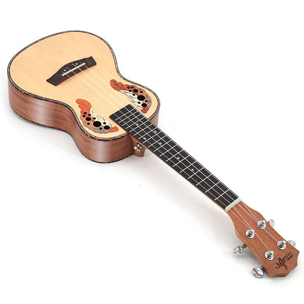Ukelele Soprano de Pícea de 23 Pulgadas con Agujero de Uva
