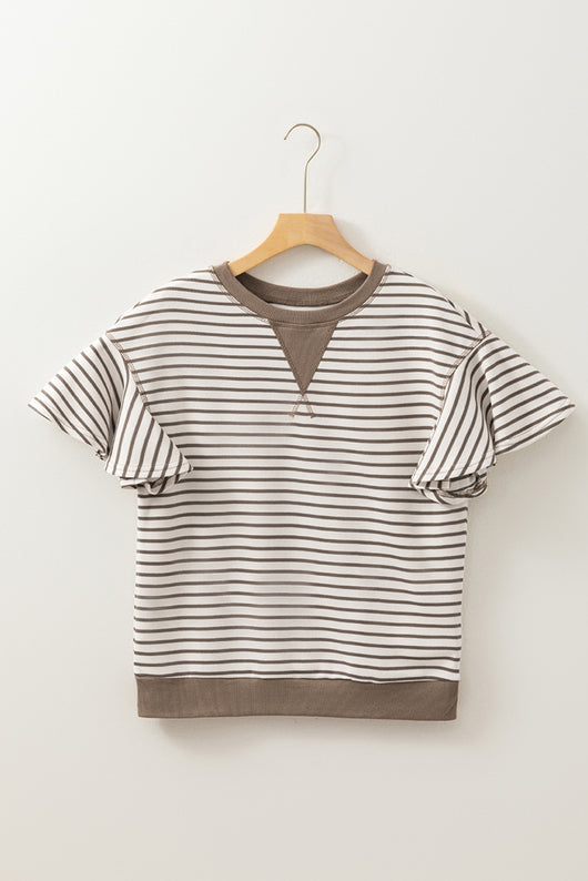 Camiseta Suelta Estampada a Rayas Cuello Redondo - Image 21