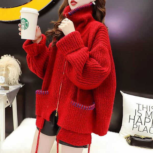 Chaqueta Suelta Rojo Año Nuevo Chino - Estilo Desenfadado Otoño Invierno