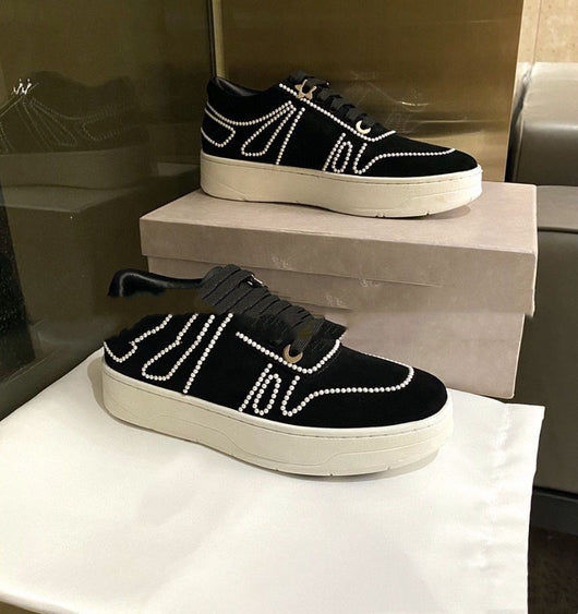 Zapatillas Deportivas Casual con Plataforma y Detalles de Perlas Blancas - Image 3