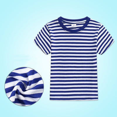 Camiseta Infantil a Rayas Azul y Blanco - Image 9