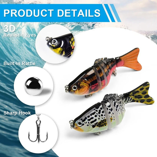 Kit de 3 Señuelos Artificiales Articulados para Pesca - Image 2