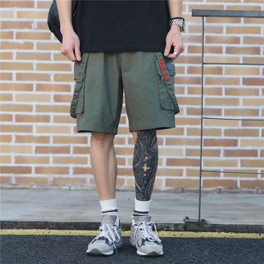 Pantalones Cortos Overol Recto Hombre Estilo Coreano Cinco Puntos Casual - Image 13