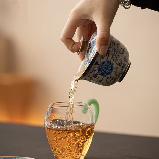 Juego de Taza Gaiwan Ru Ware Azul y Blanco - Té Tradicional Chino - Image 21