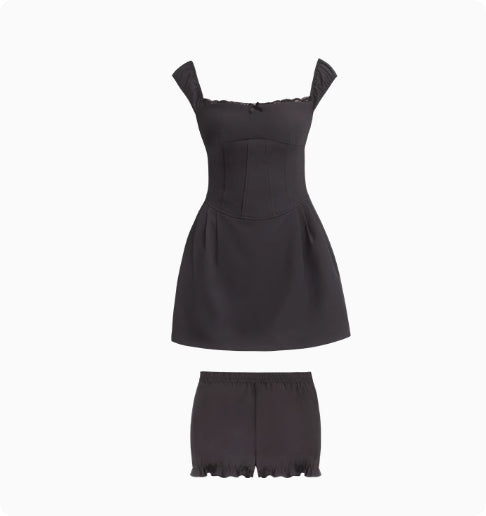 Vestido Elegante Ajustado con Cuello Asimétrico y Cintura Fruncida para Verano