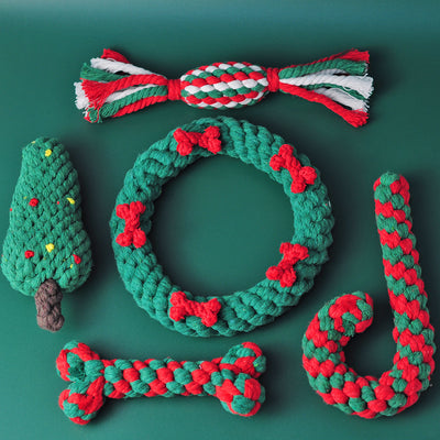 Juguete de Cuerda de Algodón para Perros - Bastón Navideño Limpiador de Dientes - Image 20