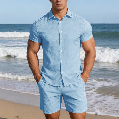Conjunto Casual de Camisa y Shorts para Hombre - Image 3