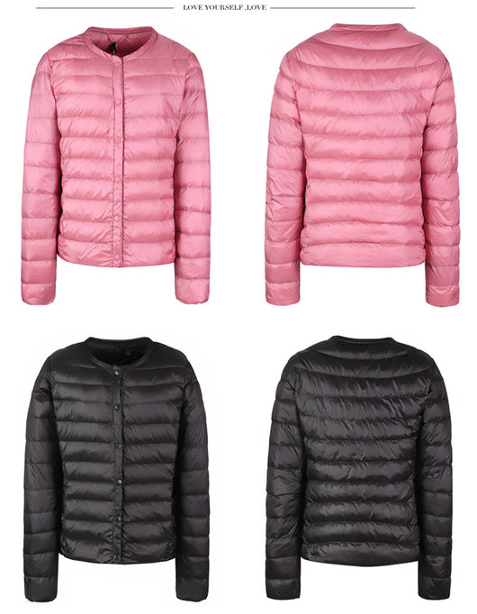 Chaqueta Acolchada Ligera Sin Cuello para Mujer - Abrigo Corto Versátil - Image 25