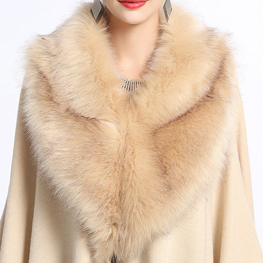 Poncho Capa de Punto con Cuello de Pelaje Sintético Oversized - Image 10