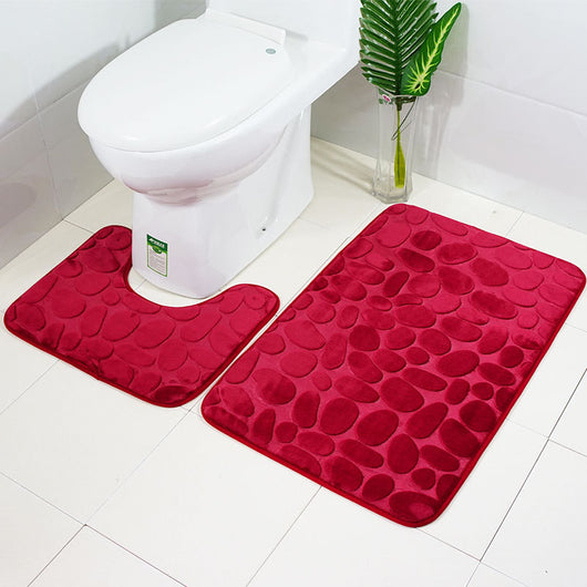 Juego de Tapetes Antideslizantes para Baño con Diseño de Piedra de Río - Image 14