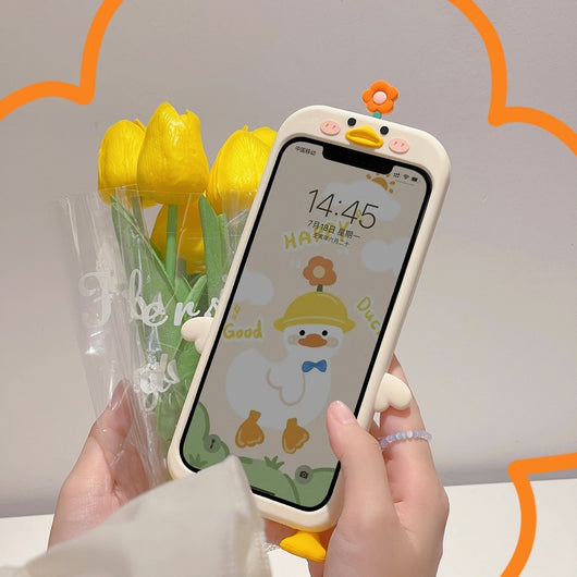 Funda Protectora de Silicona Suave con Diseño de Pato y Flores 3D - Image 8