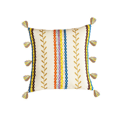 Funda de Almohada Marroquí de Algodón con Flecos Colores - Image 3