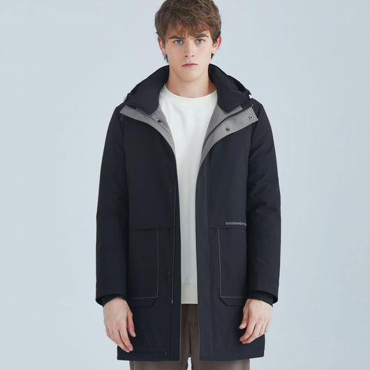 Chaqueta Impermeable de Plumón de Pato Blanco con Capucha para Hombre - Image 11