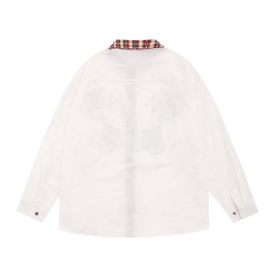 Blusa Navideña Bordada Manga Larga con Solapas Contrastantes - Image 2