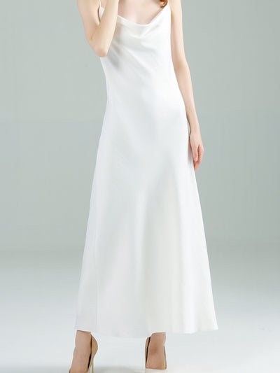 Vestido Retro de Satén con Tirantes y Cuello Camisero - Image 7