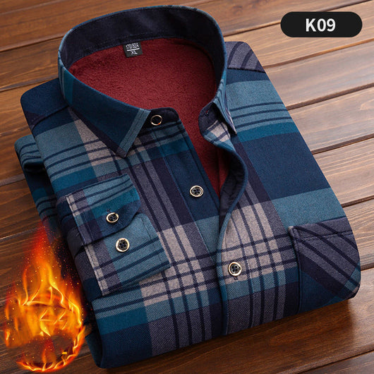 Camisa Cálida Acolchada de Terciopelo para Hombre Talla Grande - Image 20