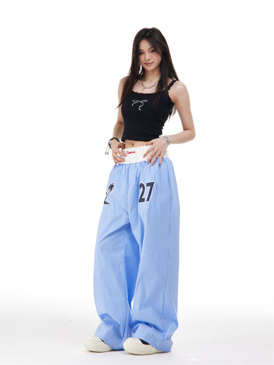 Pantalones Rectos Anchos con Rayas Verticales Bordadas - Efecto Adelgazante - Image 29