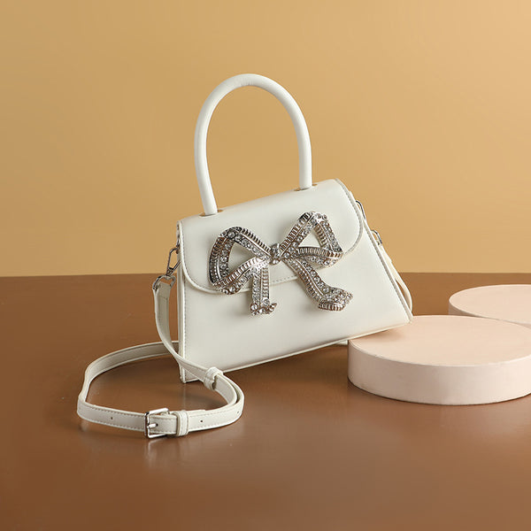 Bolsa Cuadrada Portátil con Moño Diamante - Versátil y Elegante