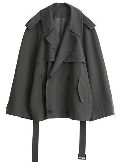 Abrigo Trench Oversize en Tencel con Doble Botonadura y Mangas Raglán - Image 11