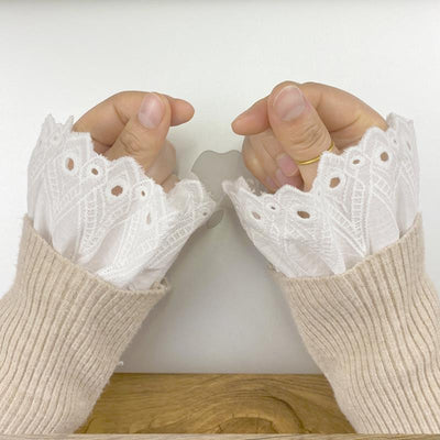 Suéter Blanco con Mangas de Encaje Falso - Algodón Premium para Mujer - Image 28