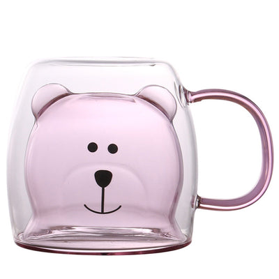 Vaso Infantil Doble de Cristal Diseño Osito para Café y Leche - Verano Divertido - Image 2