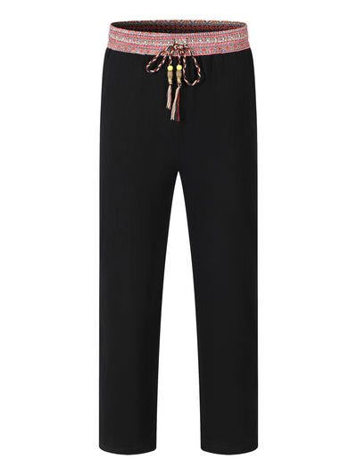 Pantalones de Lino Retro con Parches para Hombre - Image 9