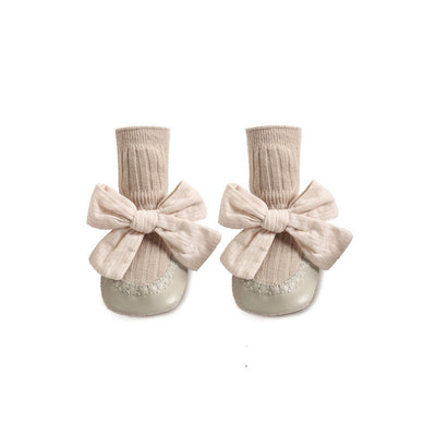 Zapatos de Suela de Cuero para Bebé + Calcetines Tubo Otoño - Image 3